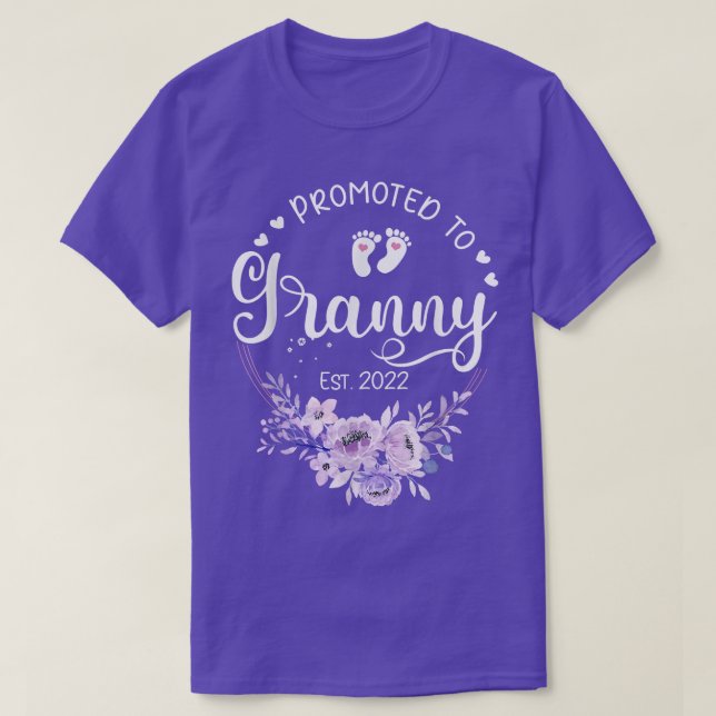 Promoted To Granny Est 2022 Women Floral First Tim T-Shirt (Design Front)
