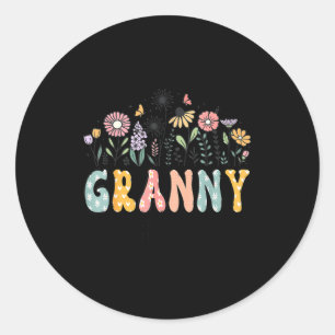 Promoted To Granny Est. 2026 Daisy Floral Wildflow Classic Round Sticker