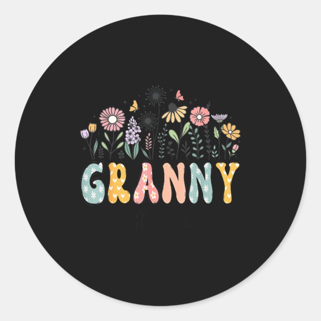Promoted To Granny Est. 2026 Daisy Floral Wildflow Classic Round Sticker (Front)