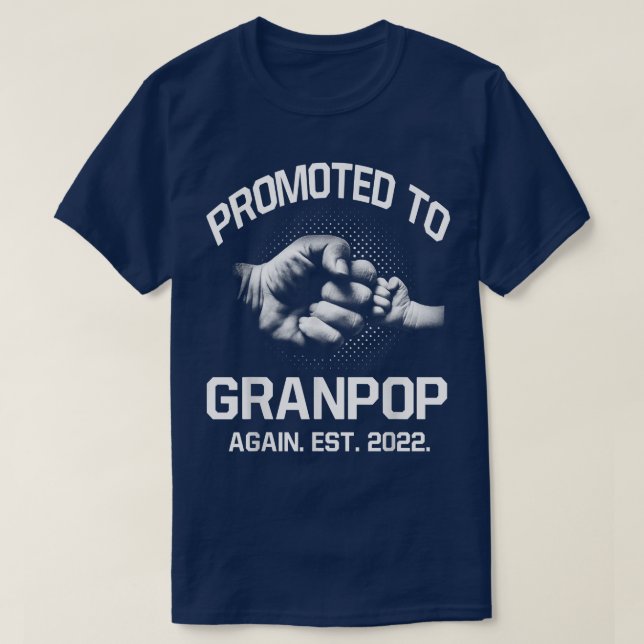 Promoted To Granpop Again EST 2022 Christmas Fathe T-Shirt (Design Front)