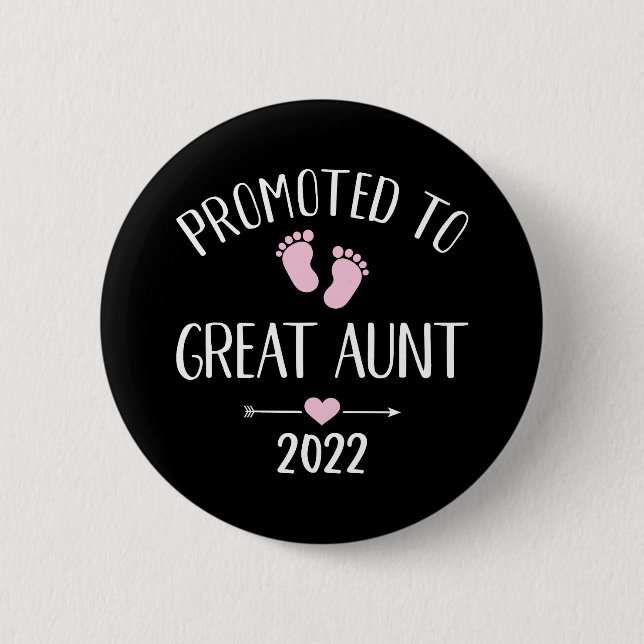 Promoted to great aunt 2022 6 cm round badge (Front)