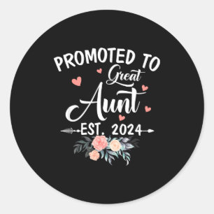 Promoted To Great Aunt Est 2024 Soon To Be Aunt Fl Classic Round Sticker