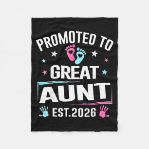 Promoted To Great Aunt Est 2026 Pregnancy Announce Fleece Blanket