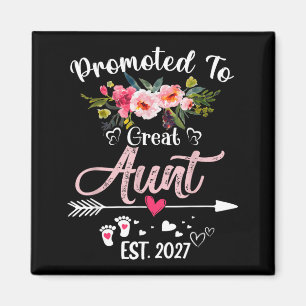 Promoted To Great Aunt Est 2027 Funny Floral First Magnet