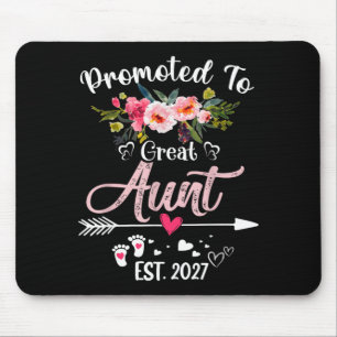 Promoted To Great Aunt Est 2027 Funny Floral First Mouse Mat