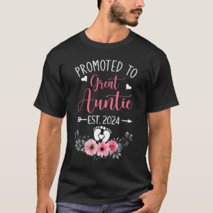 Promoted To Great Auntie Est 2024 Mothers Day T-Shirt