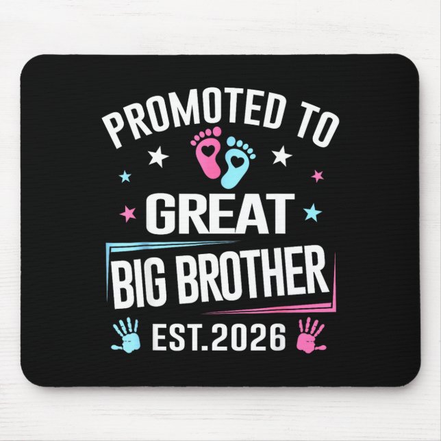 Promoted To Great Big Brother Est 2026  Mouse Mat (Front)