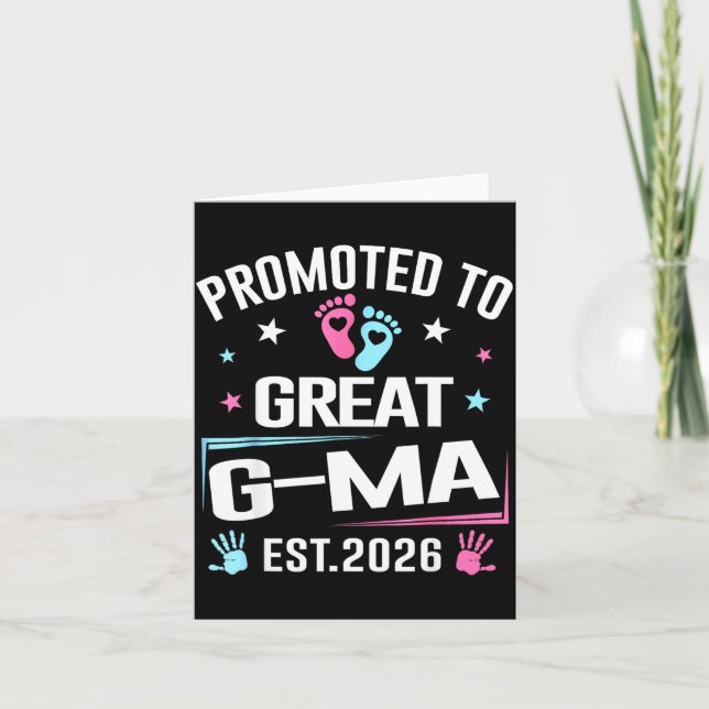 Promoted To Great G-ma Est 2026 Pregnancy Announce Card (Front)