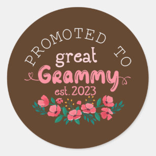 Promoted to Great Grammy Est 2023 Gifts Grandma Classic Round Sticker