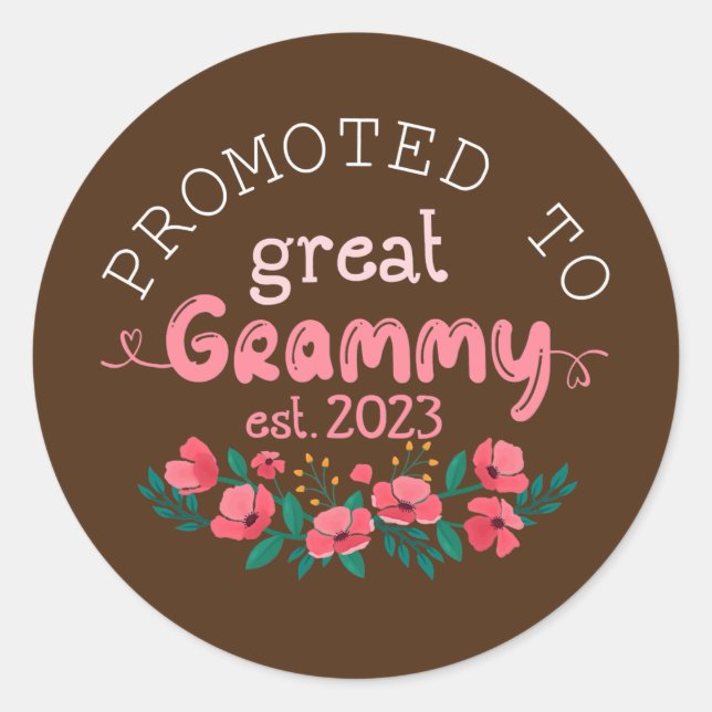 Promoted to Great Grammy Est 2023 Gifts Grandma Classic Round Sticker (Front)