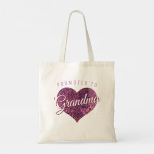 Promoted to Great Grandma 3 Photo Faux Glitter Tote Bag