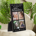 Promoted To Great Grandma 4 Photo Collage Plaque<br><div class="desc">Photo collage plaque with 'Only The Best Grandmas Get Promoted To Great Grandma ' typography  . Makes a perfect gift for your favourite grandmother for mother's day , grandparent's day , birthday. Personalise with we love you message and grandchildren names.</div>