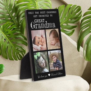Promoted To Great Grandma 4 Photo Collage Plaque