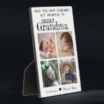 Promoted To Great Grandma 4 Photo Collage White Plaque<br><div class="desc">Photo collage plaque with 'Only The Best Grandmas Get Promoted To Great Grandma ' typography  . Makes a perfect gift for your favourite grandmother for mother's day , grandparent's day , birthday. Personalise with we love you message and grandchildren names.</div>