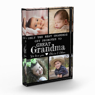 Promoted To Great Grandma 4 Picture Collage Photo Block