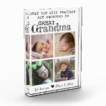 Promoted To Great Grandma 4 Picture Collage White Photo Block<br><div class="desc">Photo collage  with 'Only The Best Grandmas Get Promoted To Great Grandma ' typography  . Makes a perfect gift for your favourite grandmother for mother's day , grandparent's day , birthday. Personalise with we love you message and grandchildren names.</div>