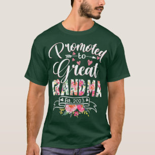 Promoted to Great Grandma Est 2023 Floral First Ti T-Shirt