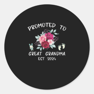 Promoted To Great Grandma Est 2024 Classic Round Sticker