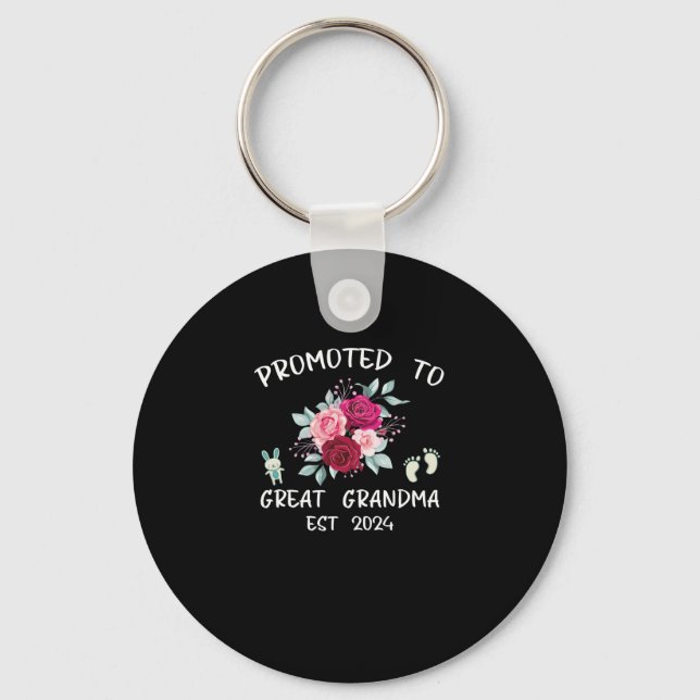 Promoted To Great Grandma Est 2024 Key Ring (Front)