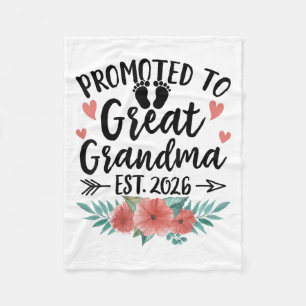 Promoted To Great Grandma Est 2026 First Time New Fleece Blanket