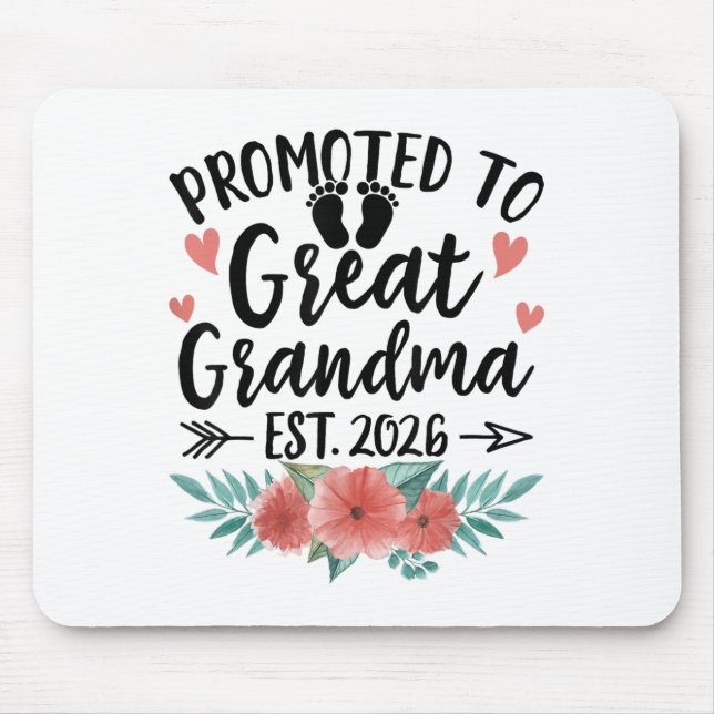 Promoted To Great Grandma Est 2026 First Time New  Mouse Mat (Front)