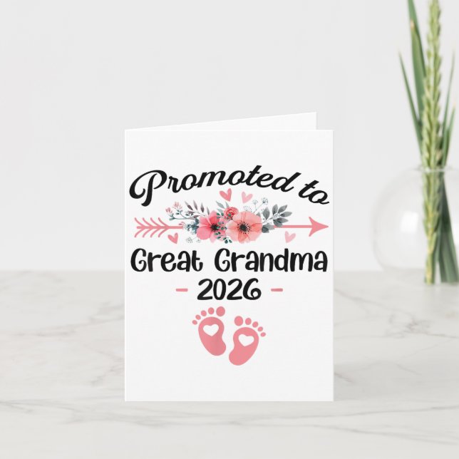 Promoted To Great Grandma Est 2026 Floral _1  Card (Front)