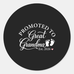 Promoted to great grandma est 2026 mothers day classic round sticker