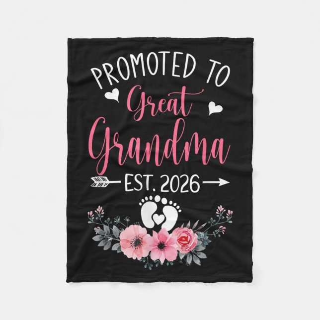 Promoted To Great Grandma Est 2026 Mothers Day  Fleece Blanket (Front)