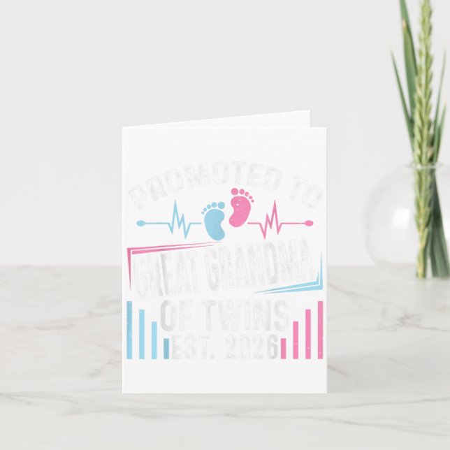 Promoted To Great Grandma Of Twins Est 2026 Baby S Card (Front)