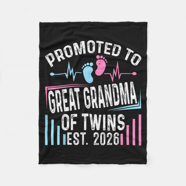 Promoted To Great Grandma Of Twins Est 2026 Baby S Fleece Blanket (Front)