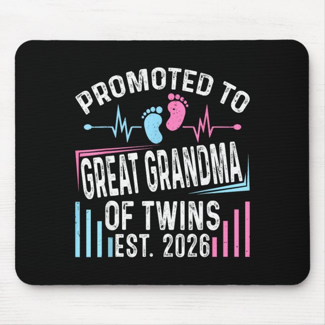 Promoted To Great Grandma Of Twins Est 2026 Baby S Mouse Mat (Front)