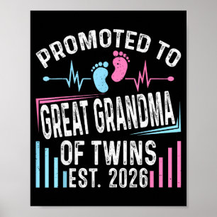 Promoted To Great Grandma Of Twins Est 2026 Baby S Poster
