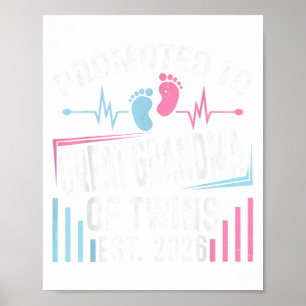 Promoted To Great Grandma Of Twins Est 2026 Baby S Poster
