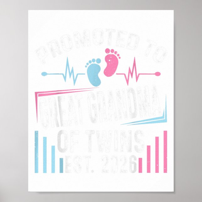 Promoted To Great Grandma Of Twins Est 2026 Baby S Poster (Front)