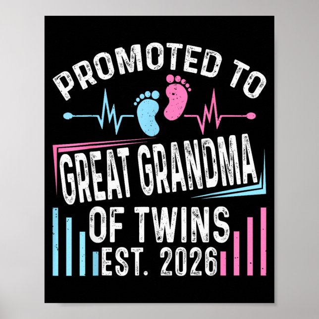 Promoted To Great Grandma Of Twins Est 2026 Baby S Poster (Front)