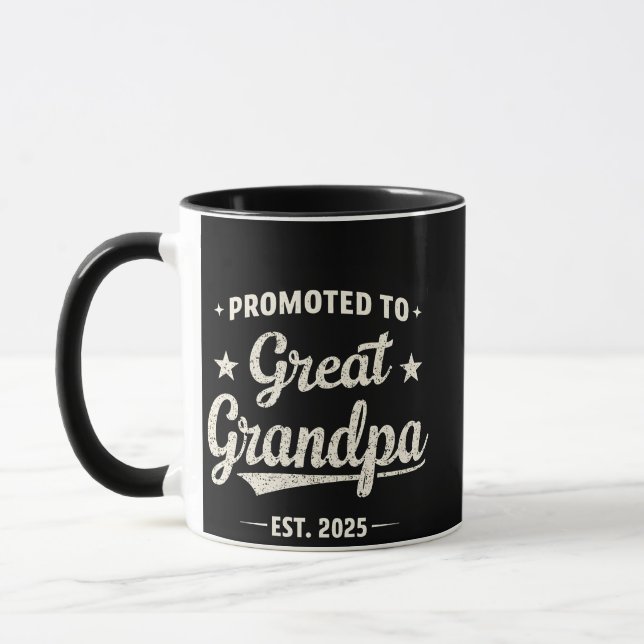 Promoted to Great Grandpa 2025 Family Gift  Mug (Left)