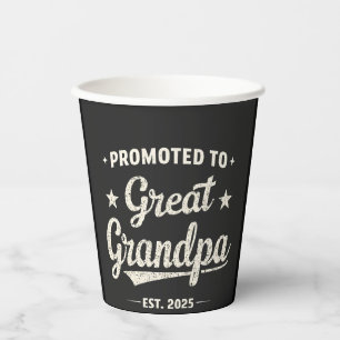 Promoted to Great Grandpa 2025 Family Gift Paper Cups