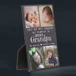 Promoted To Great Grandpa 4 Photo Chalkboard  Plaque<br><div class="desc">Photo collage plaque with 'Only The Best Grandpas Get Promoted To Great Grandpa ' typography  . Makes a perfect gift for your favourite grandfather  for Father’s day , grandparent's day , birthday. Personalise with we love you message and grandchildren's names.</div>
