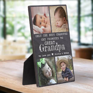 Promoted To Great Grandpa 4 Photo Chalkboard Plaque