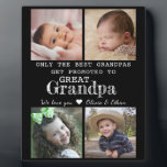 Promoted To Great Grandpa 4 Photo Collage Plaque<br><div class="desc">Photo collage plaque with 'Only The Best Grandpas Get Promoted To Great Grandpa ' typography  . Makes a perfect gift for your favourite grandfather  for Father’s day , grandparent's day , birthday. Personalise with we love you message and grandchildren names.</div>