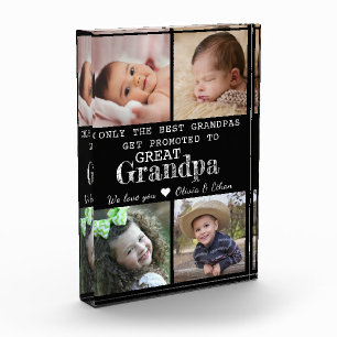Promoted To Great Grandpa 4 Picture Collage Photo Block