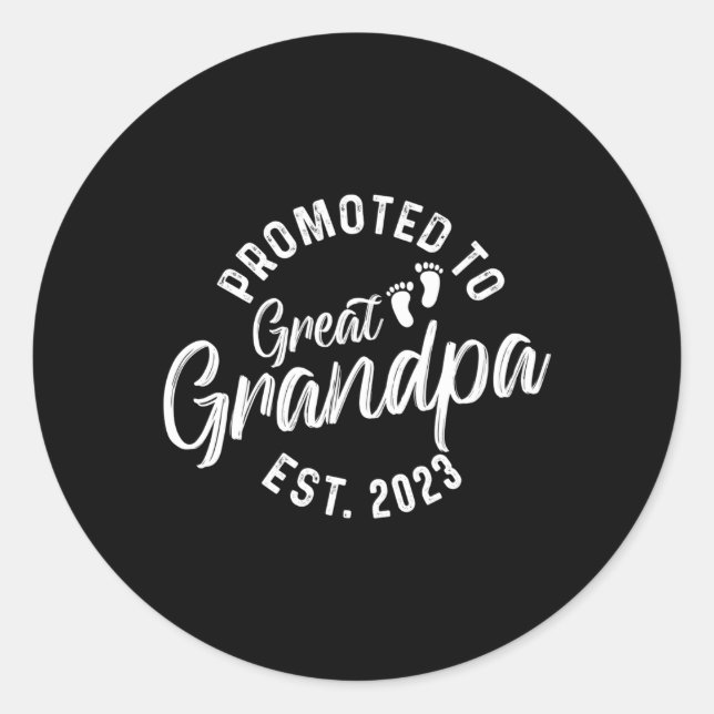 Promoted To Great Grandpa Est 2023 Classic Round Sticker (Front)