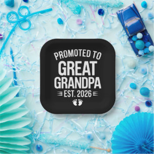 Promoted To Great Grandpa Est 2026 Pregnancy Baby Paper Plate