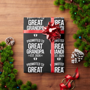 Promoted To Great Grandpa Est 2026 Pregnancy Baby Wrapping Paper