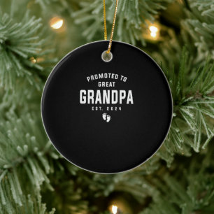 Promoted To Great Grandpa To Be Est 2024 Ceramic Tree Decoration