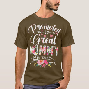 Promoted to Great Mummy Est 2023 Floral First Time T-Shirt