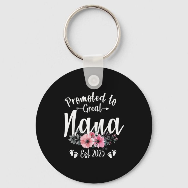 Promoted To Great Nana 2025 Soon To Be Nana Pregna Key Ring (Front)