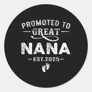Promoted To Great Nana Est 2025 Pregnancy Announce Classic Round Sticker