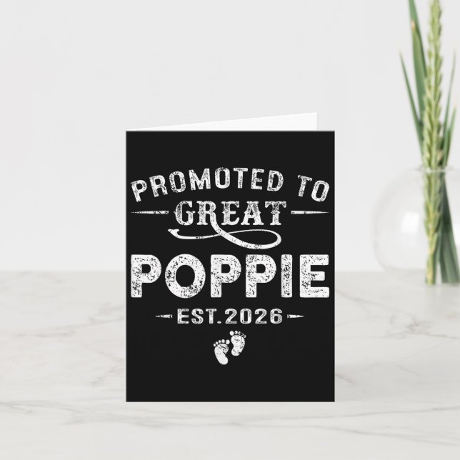 Promoted To Great Poppie Est 2026 Pregnancy Announ Card (Front)