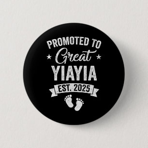 Promoted To Great Yiayia Est 2025 Pregnancy Announ 6 Cm Round Badge